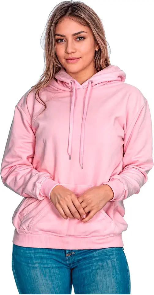 Moletom Liso Flanelado Feminino Blusa De Frio Canguru Sem Estampa com Capuz