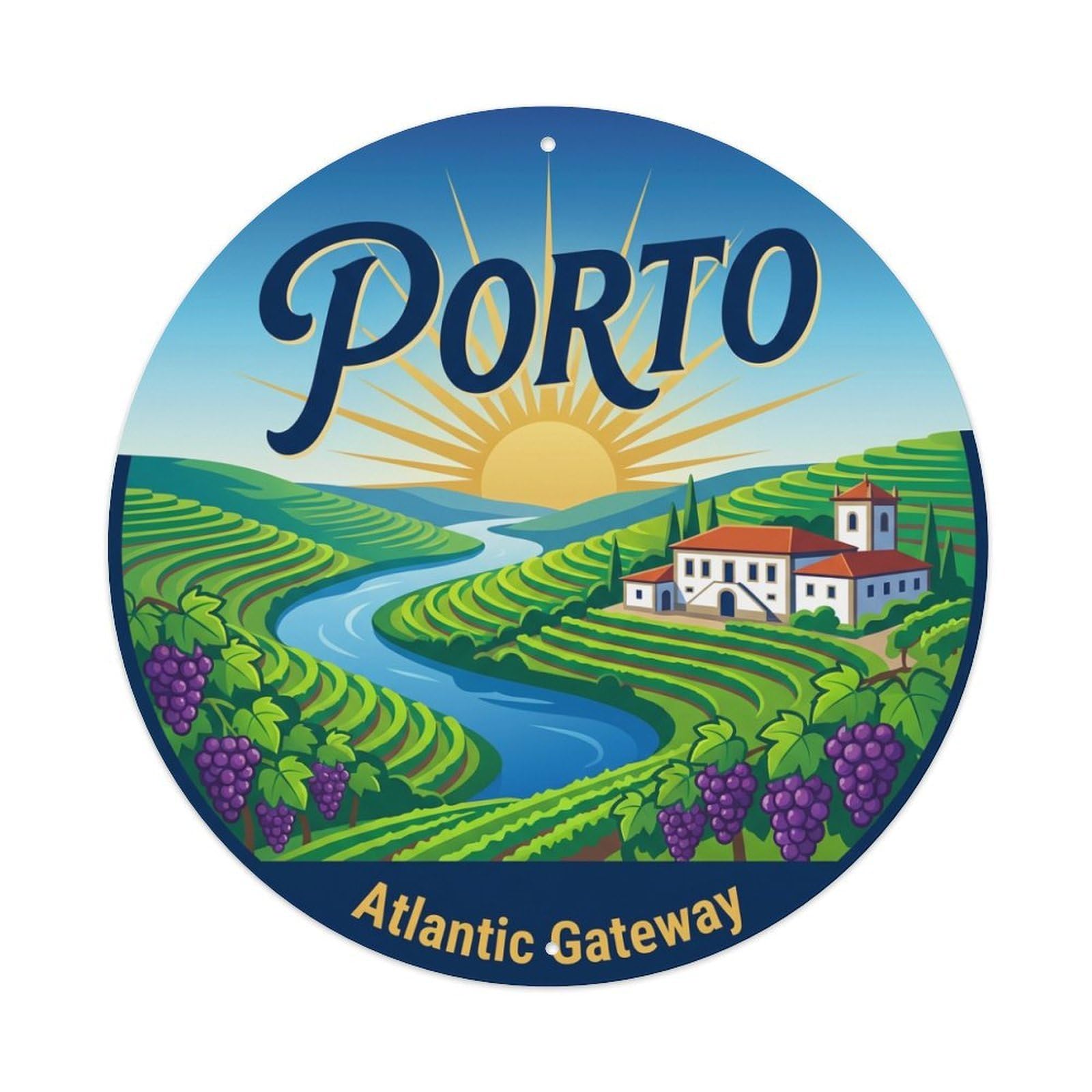 Vintage Travel Oporto Portugal Mindfulness Metal Tin Sign