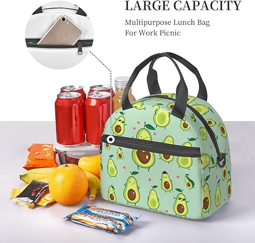 Miniatura 2 de SUNUAN Lonchera de aguacate reutilizable, aislada, lonchera grande, bolsa de refrigeración con correa de hombro ajustable para el trabajo, picnic,
