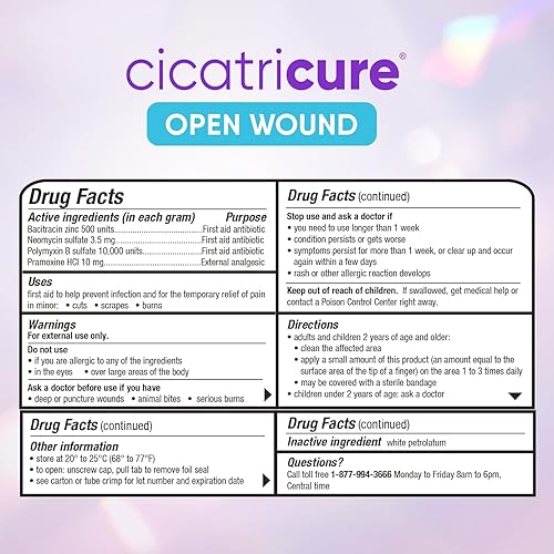 Miniatura 7 de Cicatricure Ungüento antibiótico triple para heridas abiertas con alivio del dolor, primeros auxilios antibacteriano para prevenir infecciones y