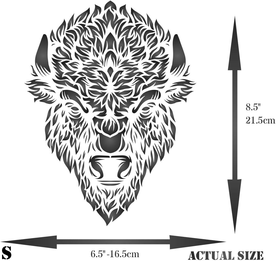 Bison Head Stencil, 6.5 x 8.5 inch - Classic American Buffalo Bison Head