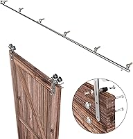 Vista 32 de TSMST Kit de herrajes para puerta corrediza de granero de 6 pies, riel de acero inoxidable de servicio pesado resistente con montaje superior