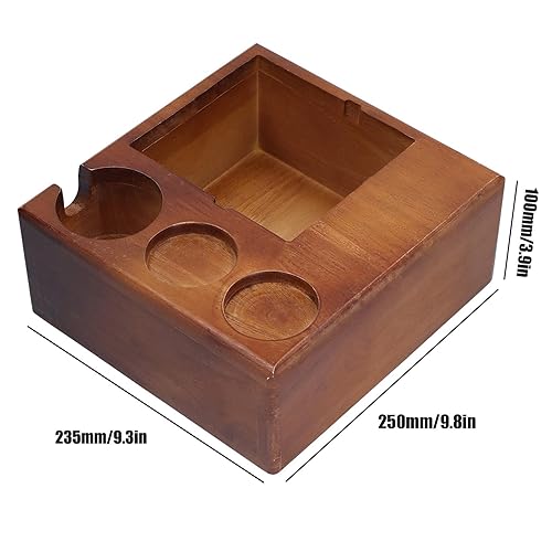 Miniatura 6 de Soporte de manipulación de café expreso con caja de golpeo de café, soporte de portafiltro de madera antideslizante con mango de café, contenedor de