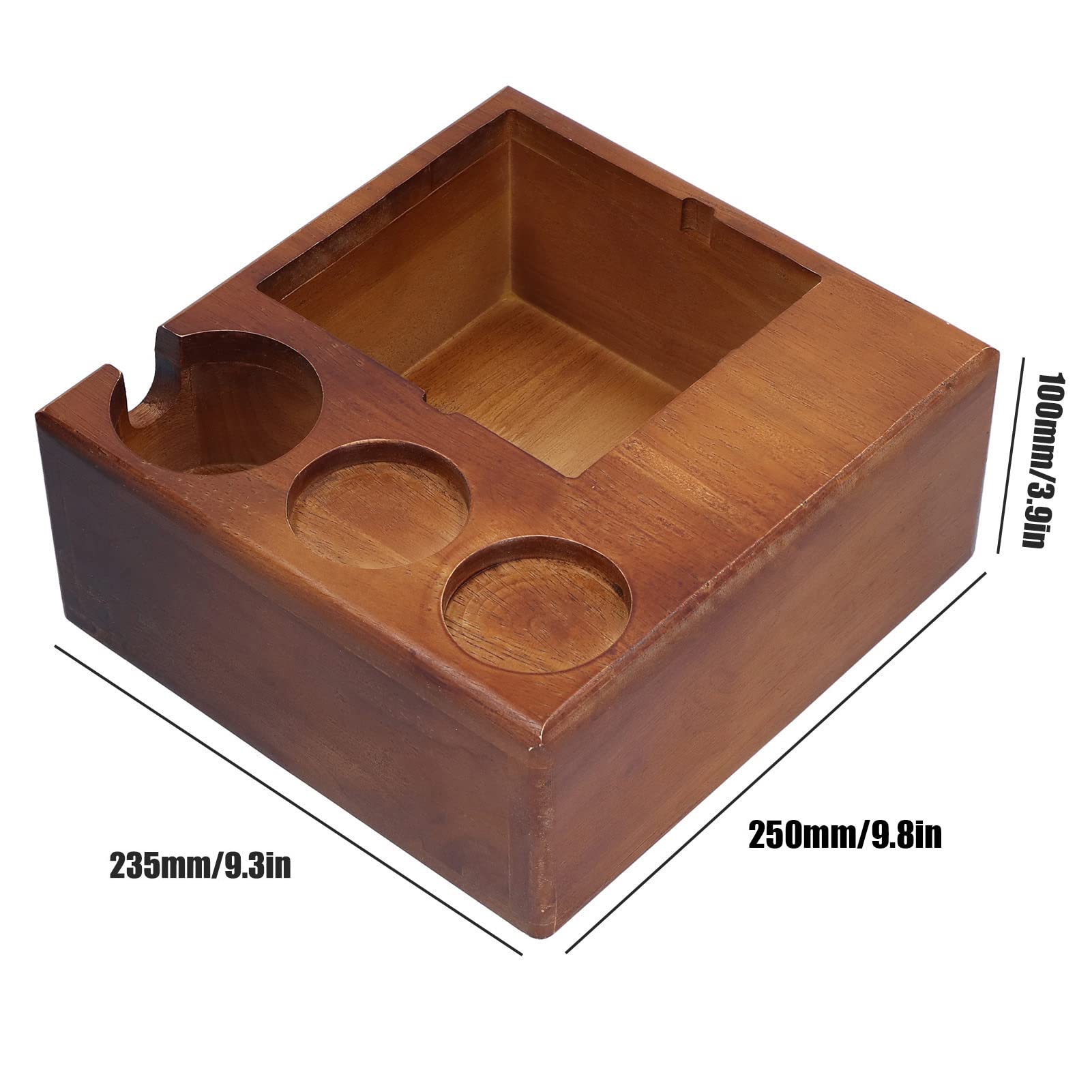 Aramox Siebträgerständer aus Holz, Buchenholz-Kaffee-Manipulationshalter, 235 X 250 X 100 Mm, mit Knock-Box-Kartenschlitz-Design, Stabile Tamping-Anti-Rutsch-Basis für den Heim-Barista-Café