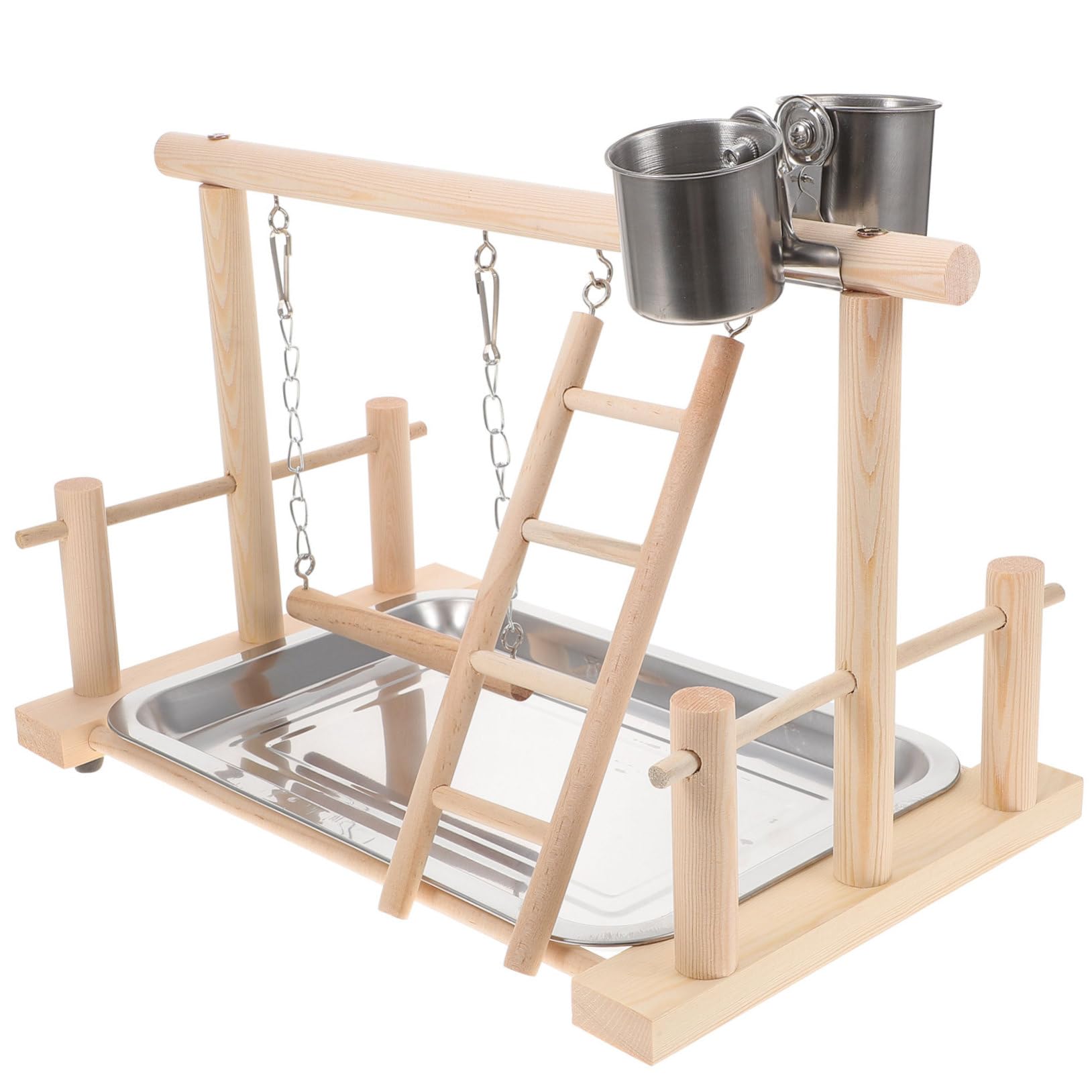 Set Parco Giochi Per Uccelli Legno Trespolo Palestra Scala Altalena Giocattoli Attivita Addestramento Pappagalli Calopsitte