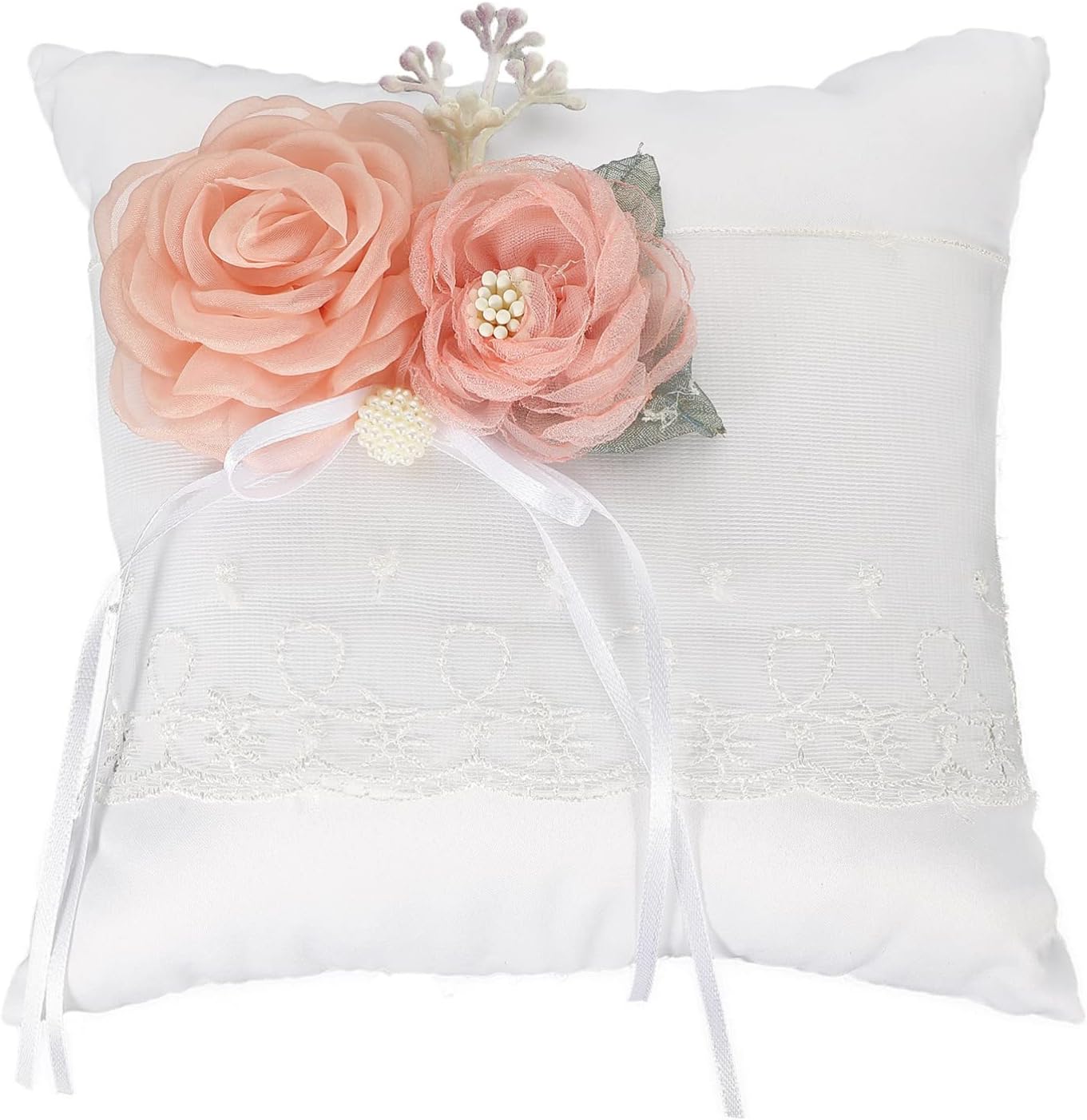 Yardwe Ring Bearer Pillows Wedding Rings Pillow Flower Design Bridal Ring Bearer