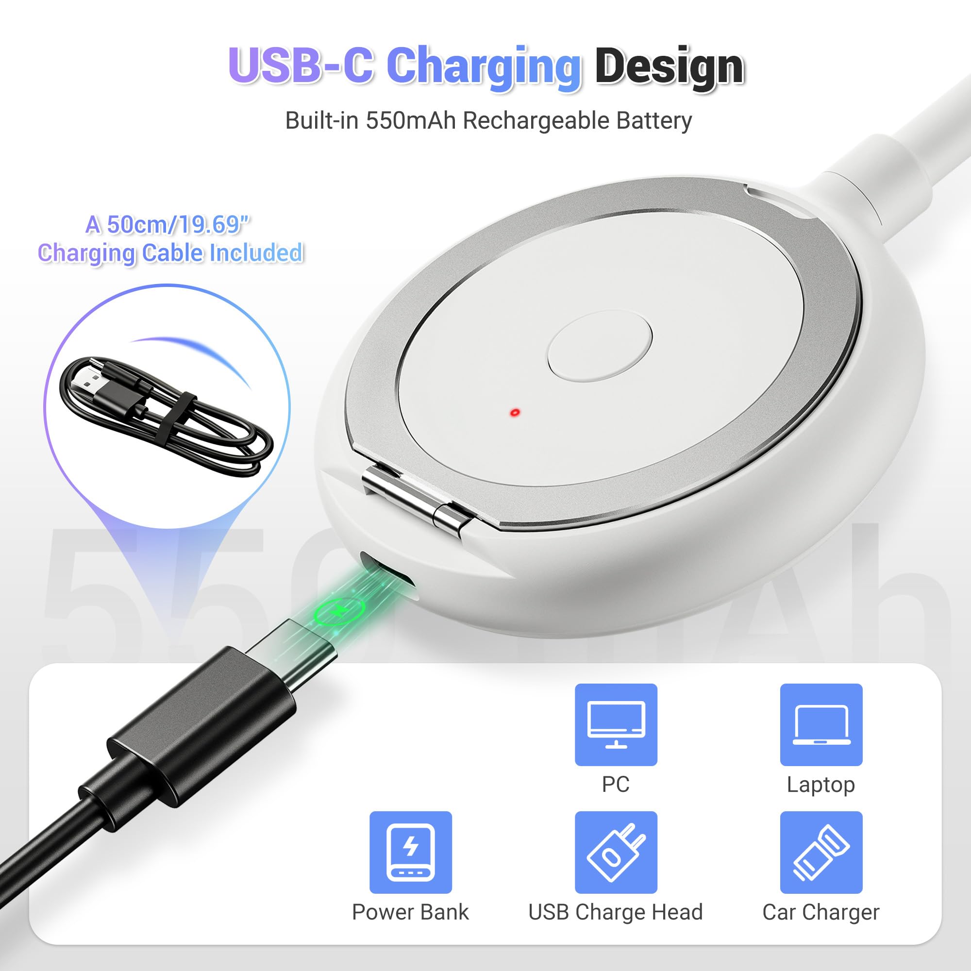 Ventilador magnético para teléfono celular, mini ventilador personal de 3 velocidades con diseño de ángulo flexible y anillo de teléfono, ventilador de escritorio USB para iPhone 17, 16, 15, 14, 13 7