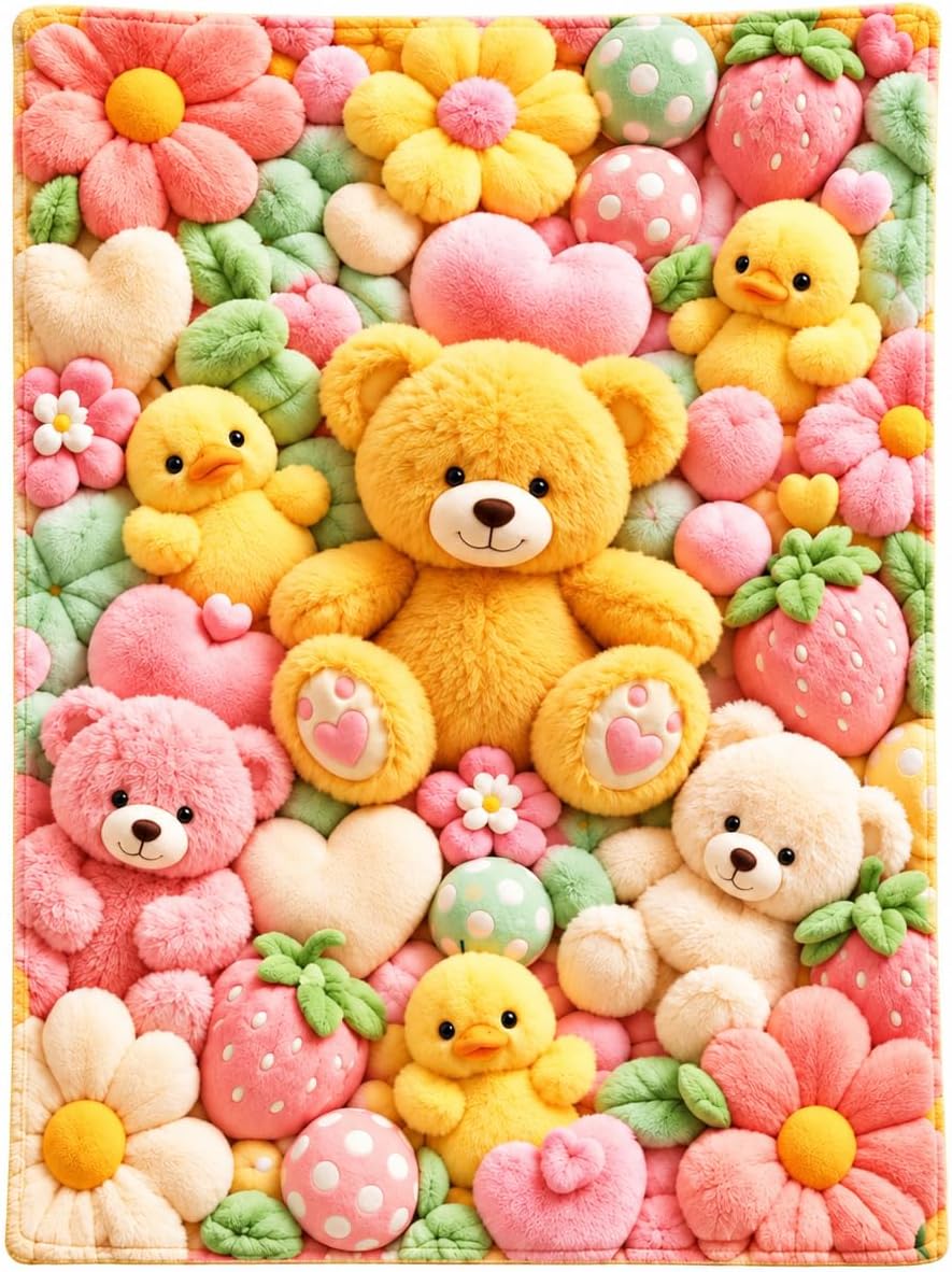 Amazon.com: 3D Blanket Cute Animal Floral Throw for Couch Sofa Bed Home ...