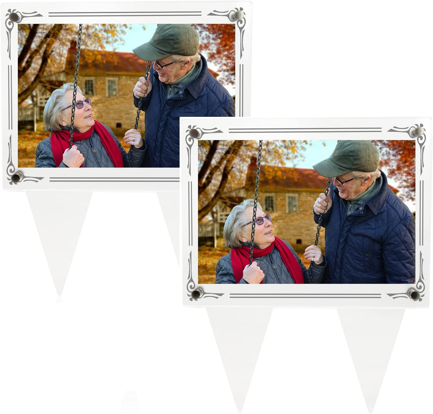 5x7 Waterproof Picture Frame For Grave, 2pcs Acrylic Photo Frame Outdoor Memorial Cemetery Grave Decorations, Garden Marker For Funeral Gift