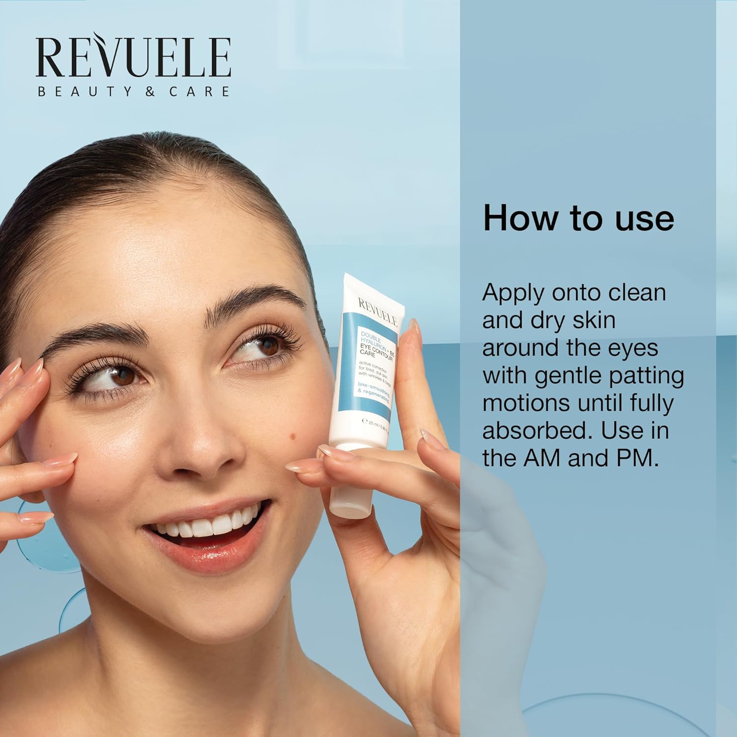 Revuele Double Hyaluron + B5 Eye Contour Care, Hydrating Eye Cream with Provitamin B5 & Dual Hyaluronic Acid, Smooth-Looking Eye Area 0.85 fl.oz - Image 5
