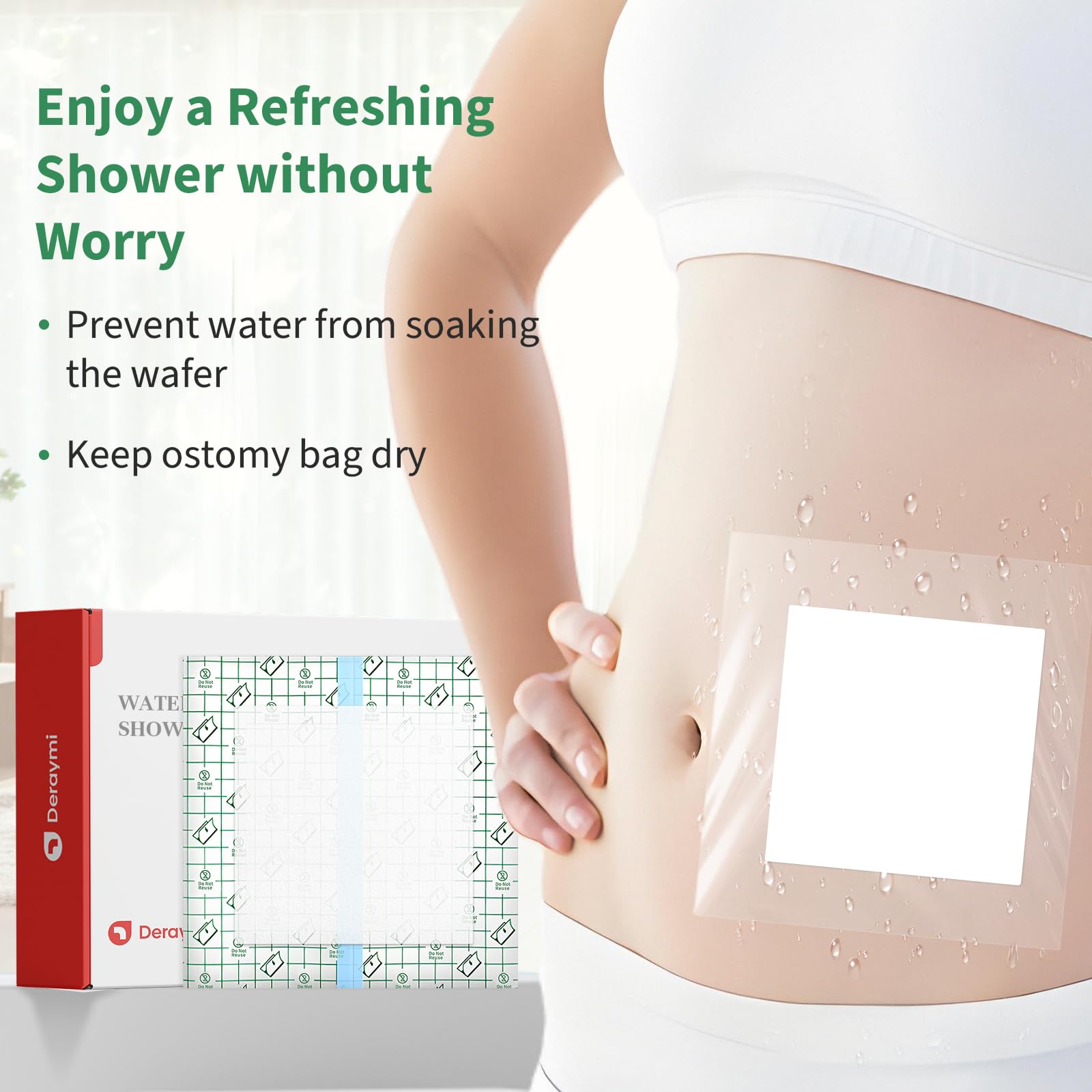 DERAYMI 50pcs Stoma Zubehör Stomabeutel Abdeckung, 25×25cm Duschschutz Wasserdichtes Ostomy Bag Protectors Für Kolostomie, Ileostomie Und Urostomie