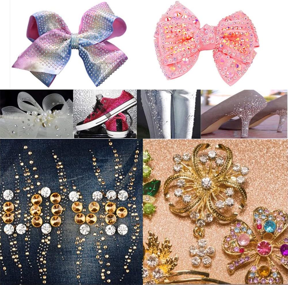 Hotfix Rhinestone Applicator Tool, 7-in-1 Hot Fixed Applicator Rhinestones Kit Include AB Crystal Rhinestones, 7 Tips, 2 Pencils, Tweezers and Support Stand