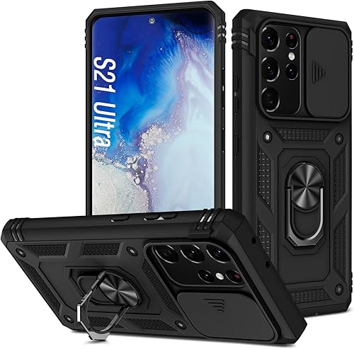 DAWEIXEAU Funda para Galaxy S21 Ultra, a prueba de golpes, resistente a los impactos con lente deslizante Funda protectora para Samsung Galaxy S21