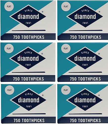 Palillos de dientes planos de diamante de 750 quilates, 6 unidades en total 4500