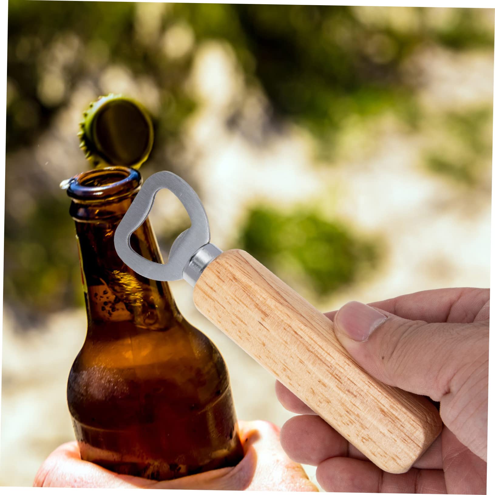 Garneck 4 Set Cavatappi in Legno Apribottiglie Bar Cremagliera Gadget Apribottiglie Da Apriscatole Sbarra Idro Rimozione Della Bottiglia Di Birra Vino Khaki Di Legno 4 Pezzi * 4