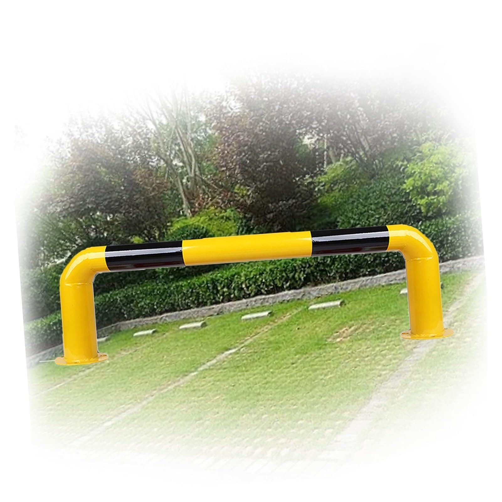 OLSKFUH U Shape Security Bollards For Driveway, Warehouse & Garage - Traffic Warning Post With Reflective Strips,80x30x0.15cm