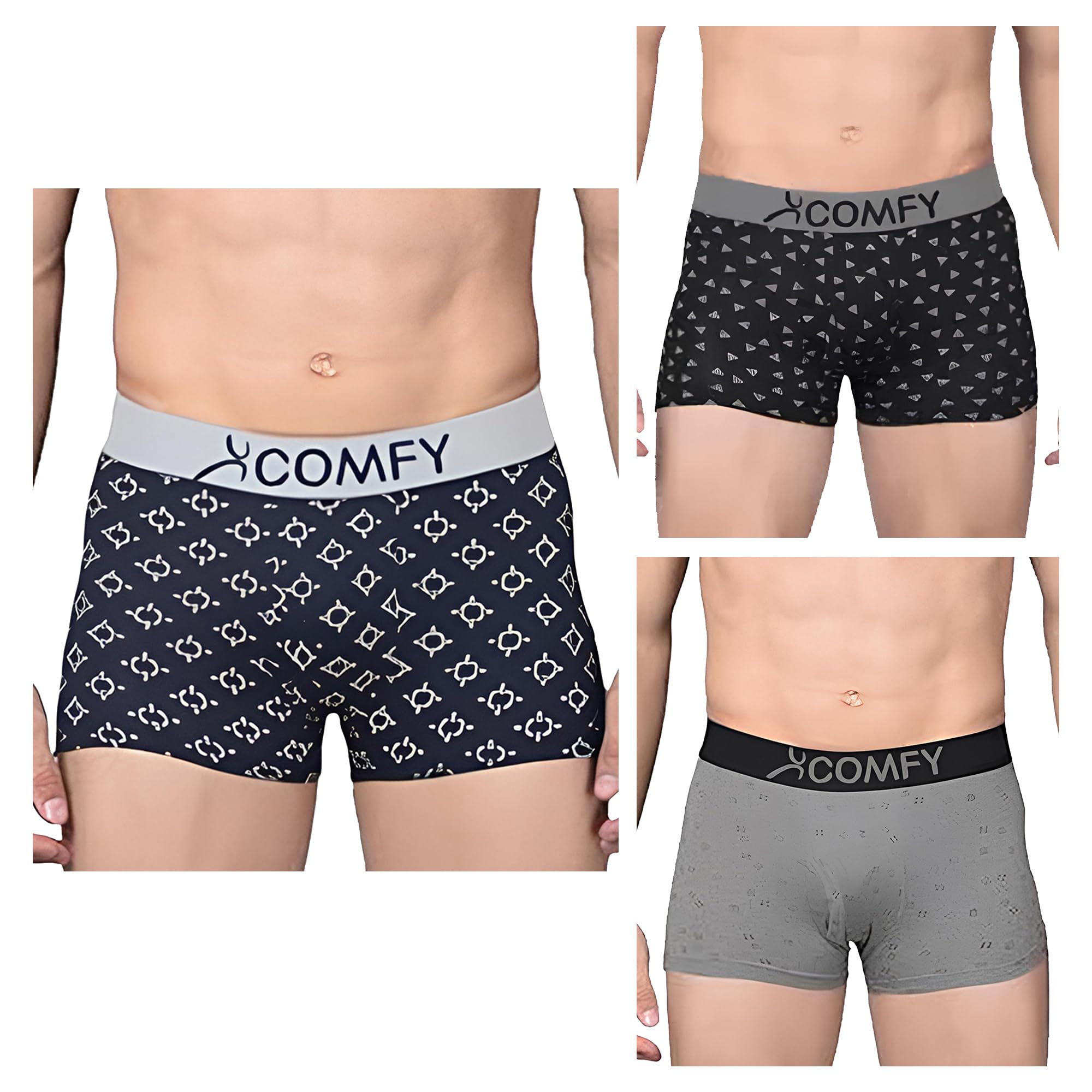 amul comfy Men's Printed Spandex Trunk Assorted Pack of 3 (Colour May Vary)-picture-36