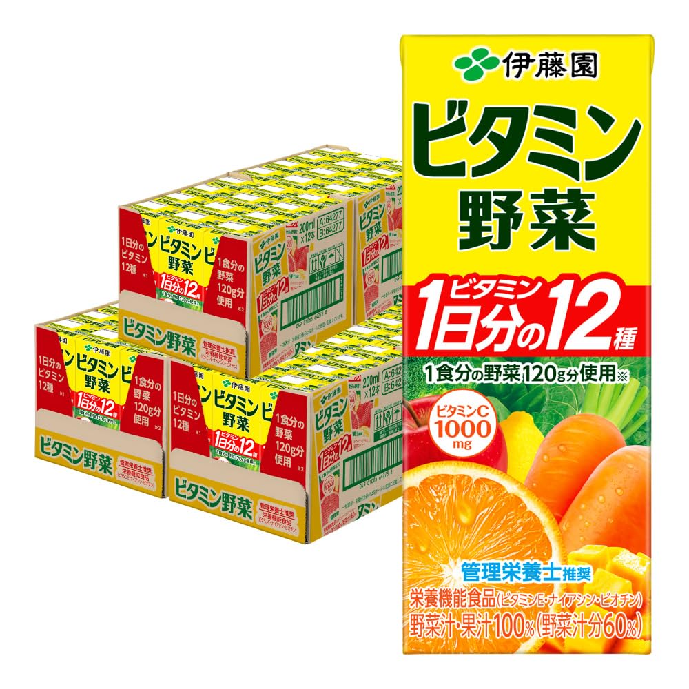 【めっちゃお得】伊藤園 ビタミン野菜 200ml 72本セット　1本97円 Amazon.co.jp: 伊藤園 ビタミン野菜 200ml 紙パック 24本×3ケース (72