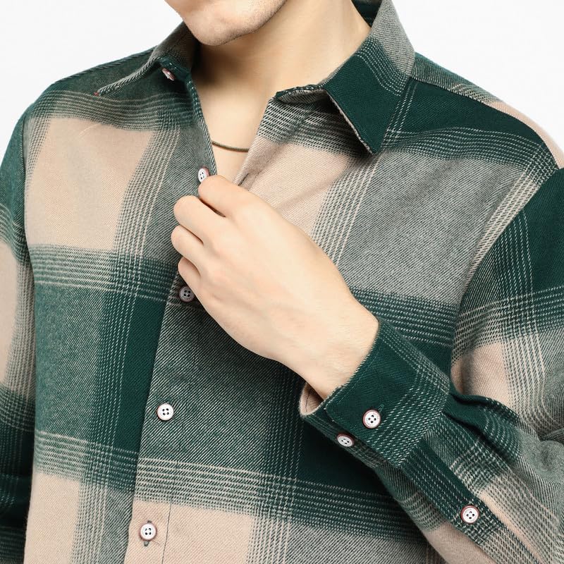 Image of CAHOOT Men's Shacket for Casual Wear | Spread Collar | Long Sleeve | Button Closure | Overshirt /Shacket Crafted with Comfort Fit for Everyday Wear
