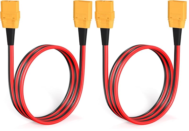 Cabo de extensão XT90 macho para fêmea 10AWG para bateria RC, estação de energia portátil e painel solar, 1,83 m, kit com 2 unidades