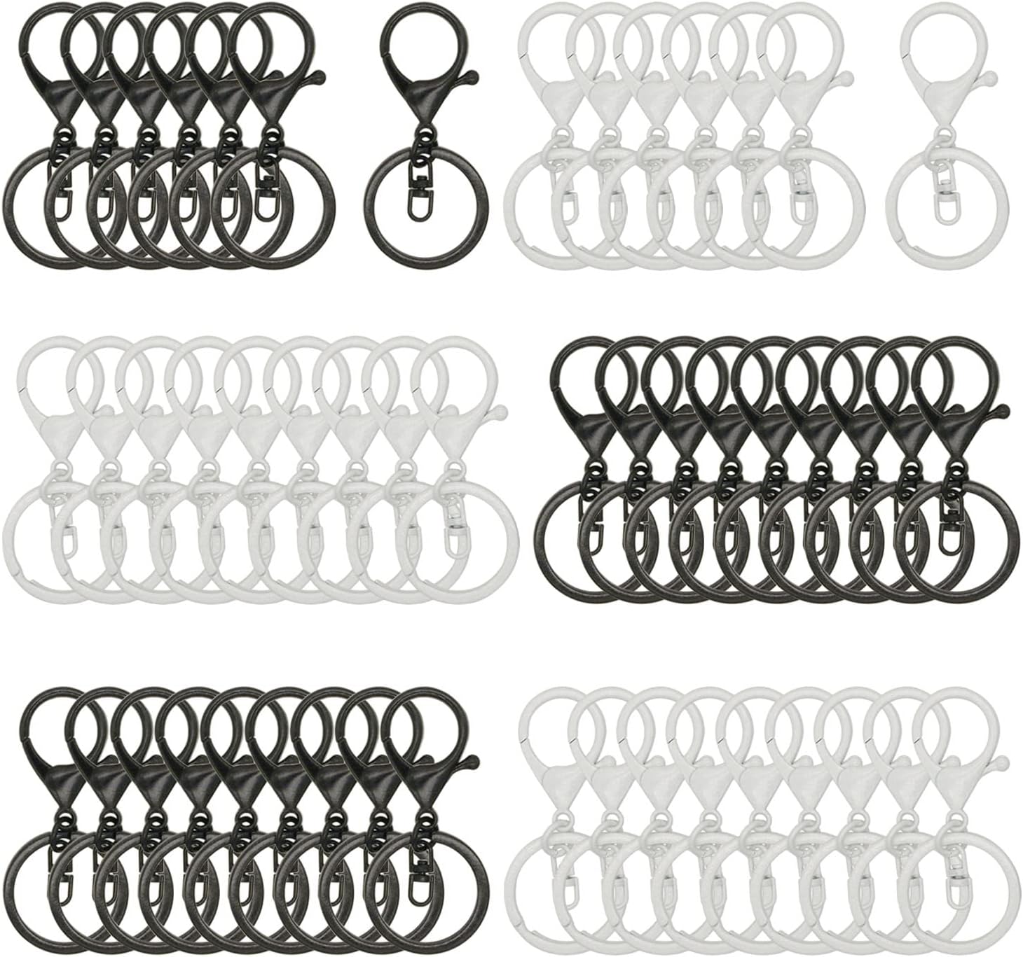 50 Pcs Lobster Claw Clasps with Key Ring Metal Lobster