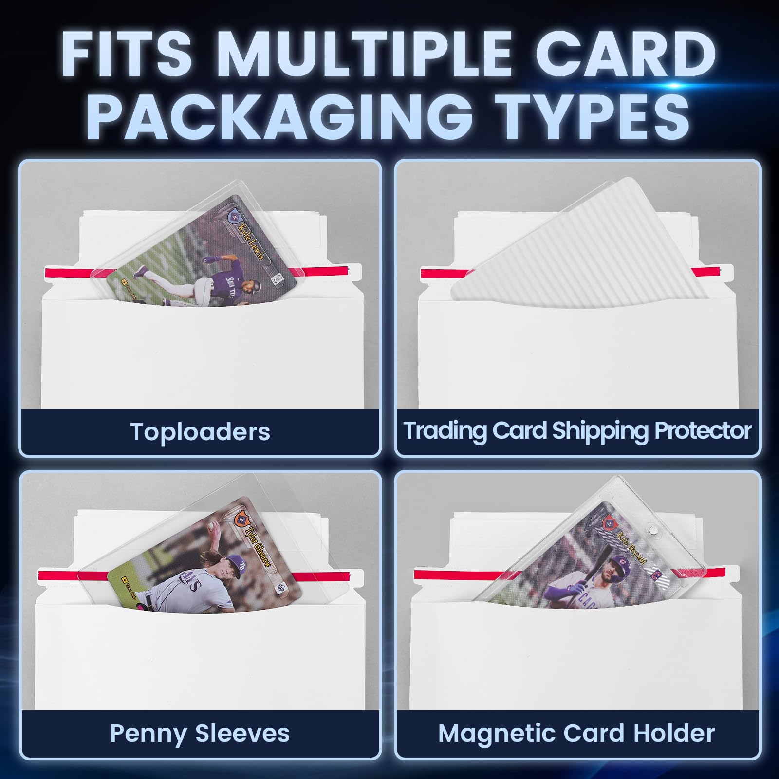 Confezione da 50 buste per carte collezionabili Mailer, 17,8 x 11 cm, buste di spedizione di dimensioni perfette per spedizioni semi-rigide e caricatrici dall'alto, forniture protettive.