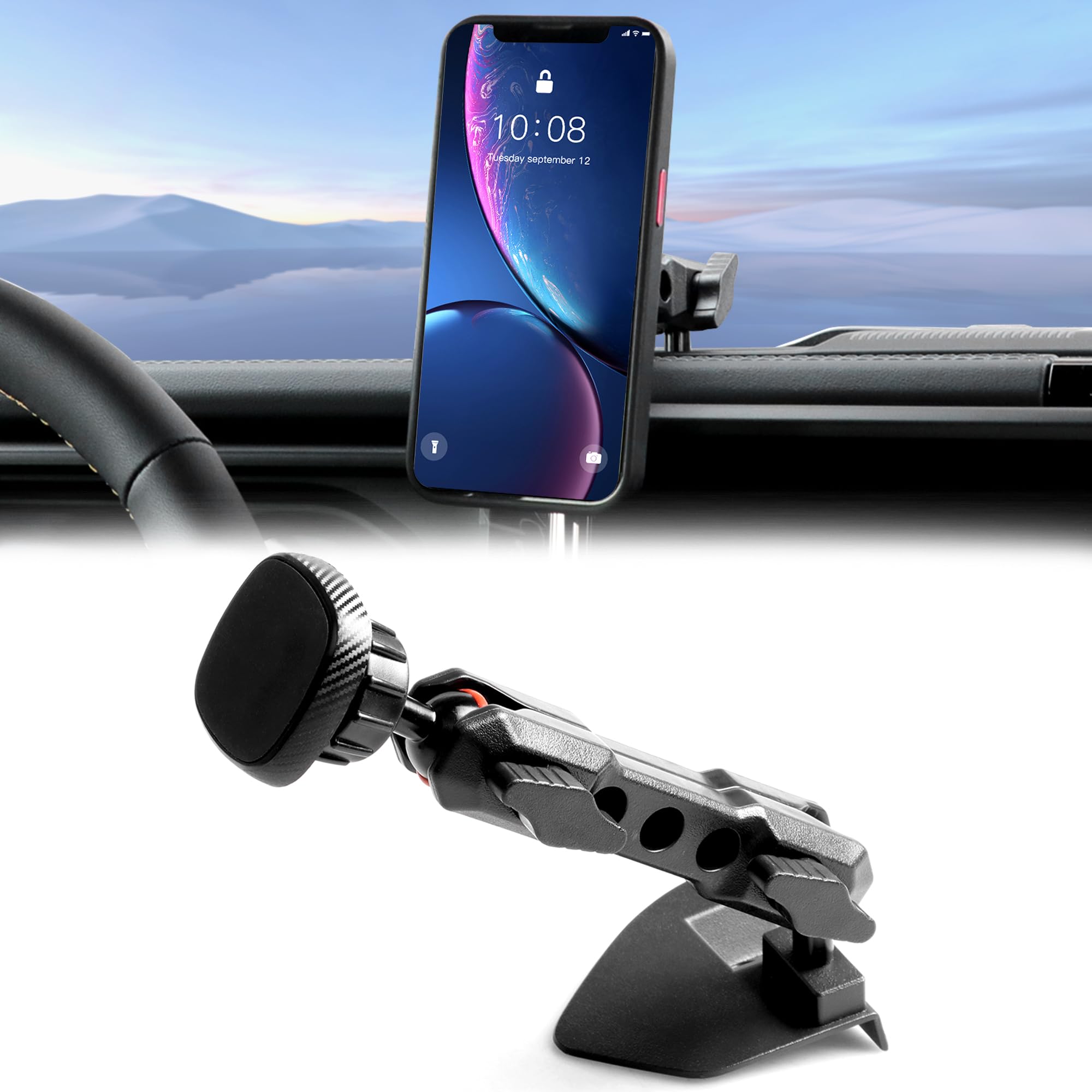 sukemichi Phone Mount for Jeep Wrangler, Dashboard Phone Holder Dash Cell Phone Mount for 2018-2023 Jeep Wrangler JL Accessories, 1 Pack, Black (Magnetic Phone Holder)