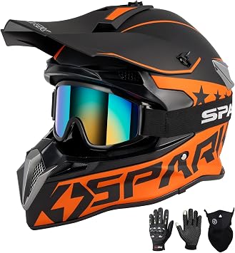 SPARK ATV & Dirt Bike Helmet for Adults - DOT Certified Motocross Helmet withQuick Release, Lightweight Off-Road Design for Motocross & Trail Riding