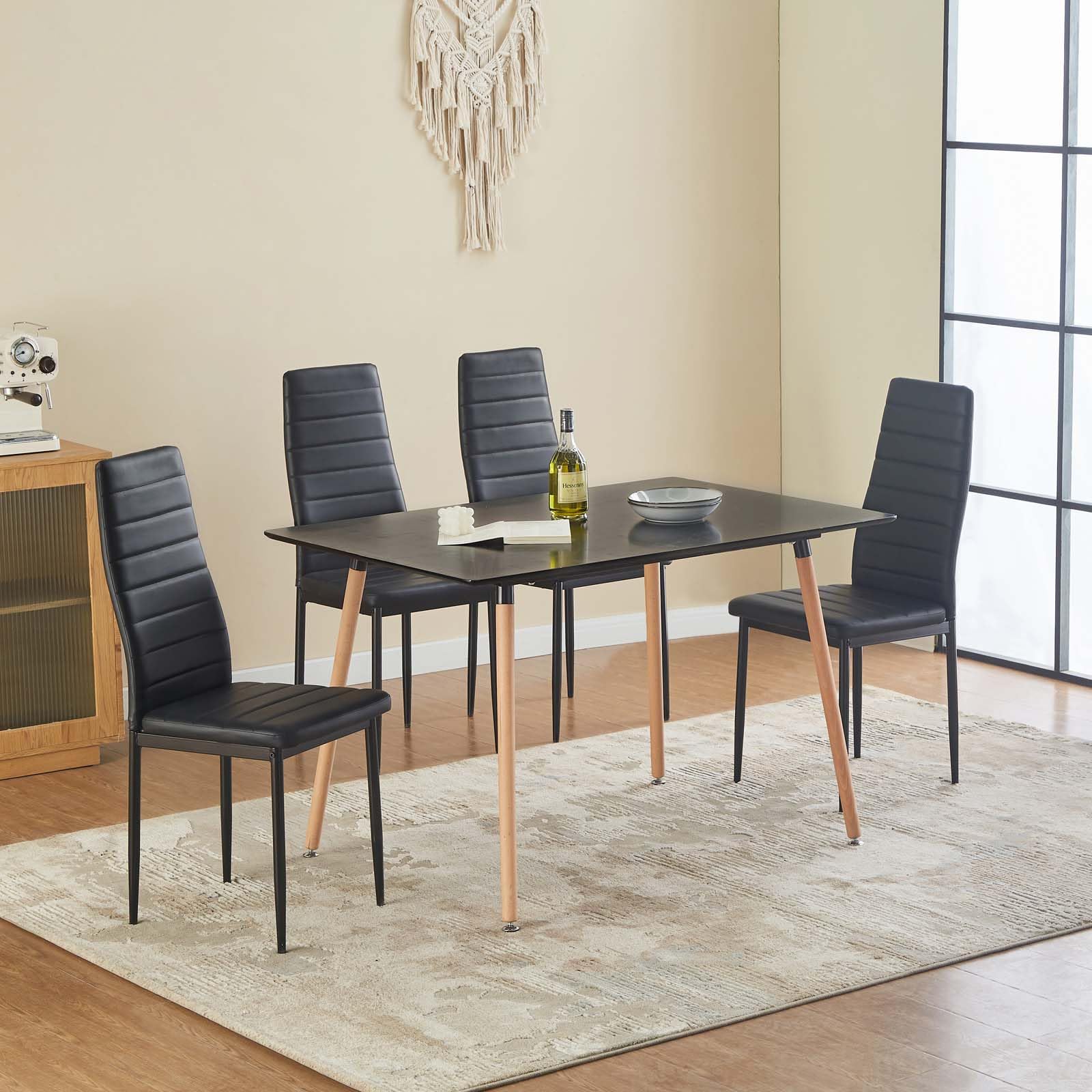 buybyroom Esszimmerstühle 4er Set Metall Küchenstuhl, Esstisch Stuhl Bequemer Polsterstuhl SitzfläChe,Schwarz
