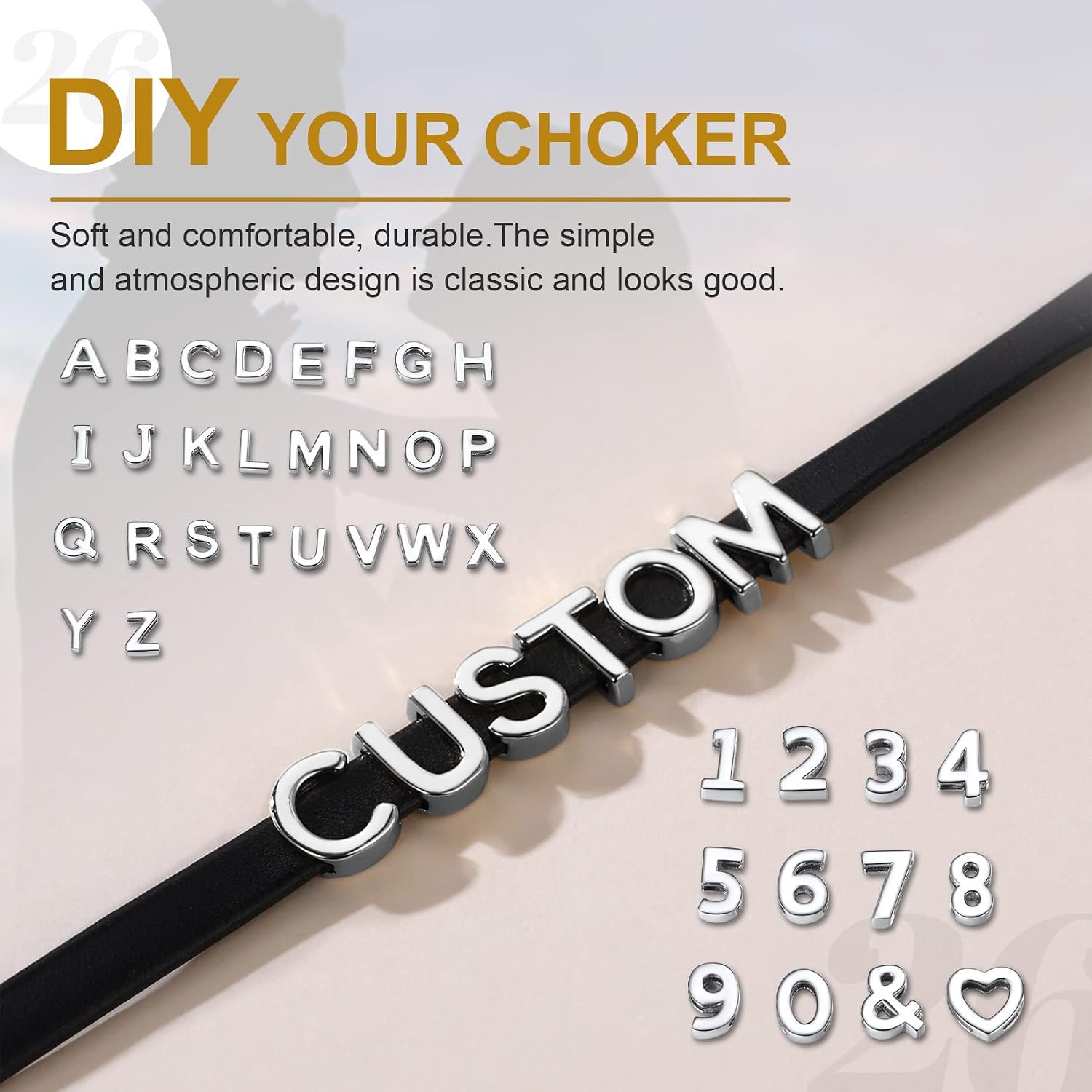 GOLDCHIC JEWELRY Custom Punk Leather Choker for Women, Personalised Photo Name Collar Necklace for Girlfriend Wife, 5.5mm/19mm Wide Puddin Black Genuine Adjustable Costume Neck Collar Necklaces