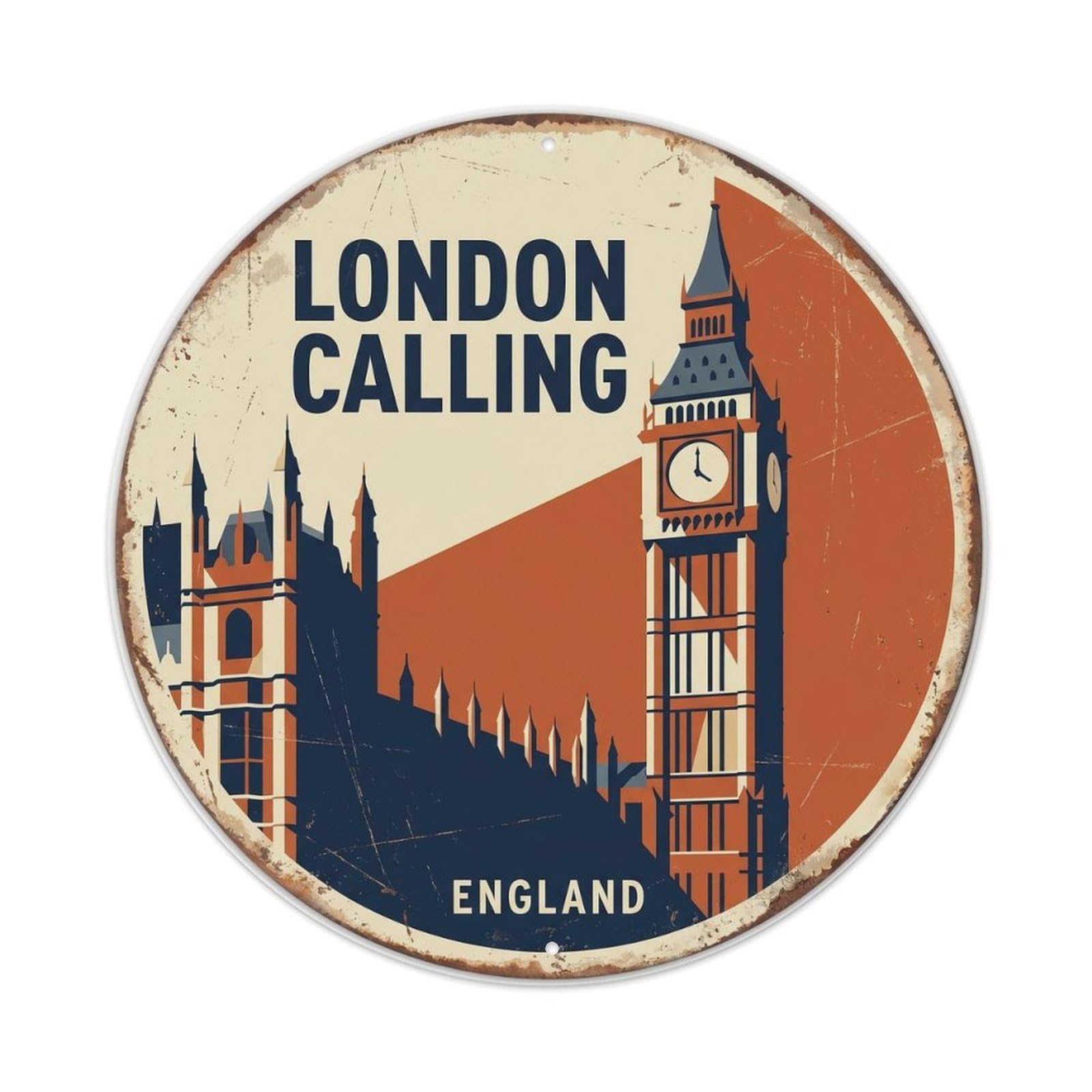 Vintage Travel Clock Tower England Adventure 3021 Metal Tin Sign