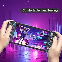 Vista 5 de ECHZOVE Protective Case Compatible with Nintendo Switch OLED,Switch OLED Hard Black Cover Case with Thumb Grip Caps and Screen Protector - Black