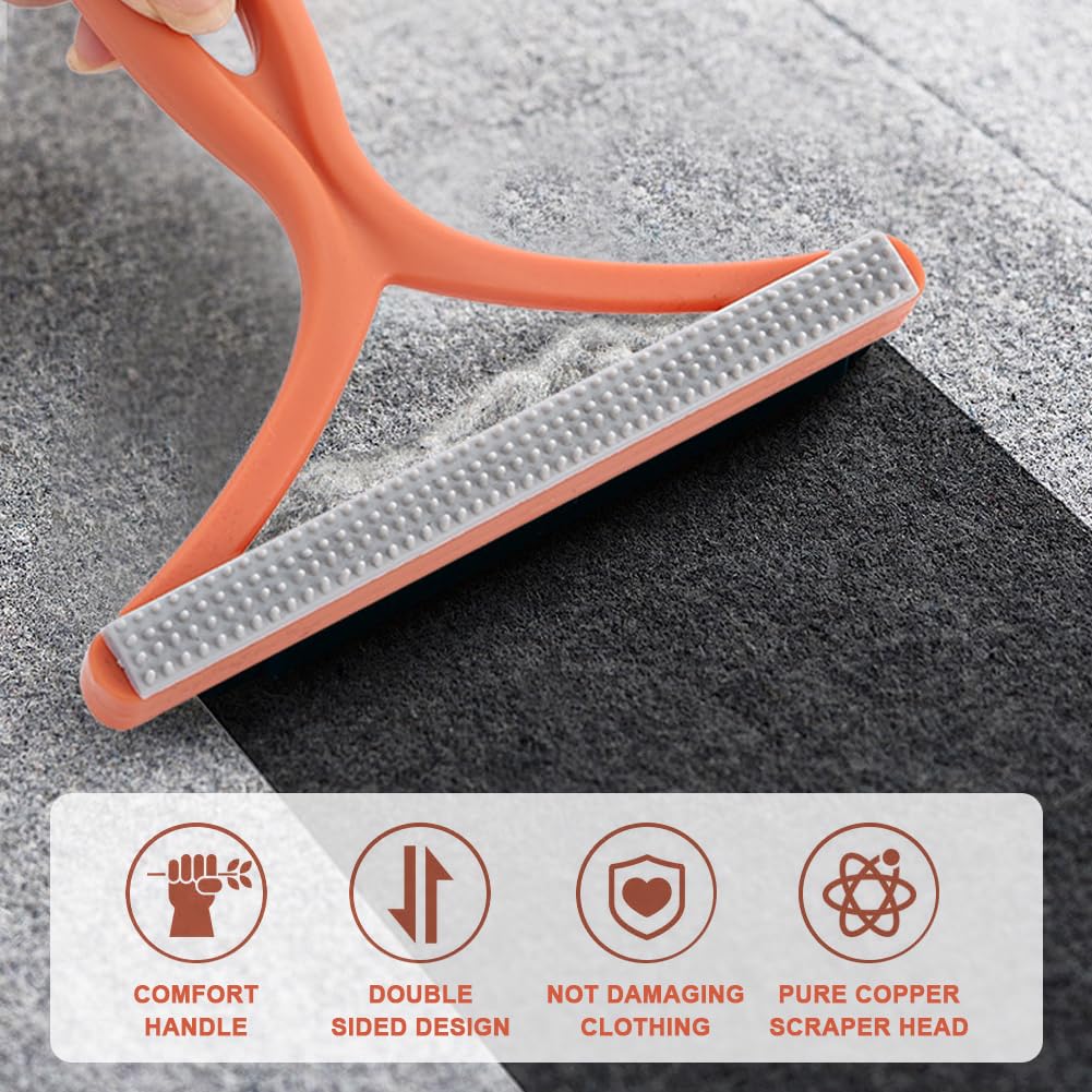 2Pcs Pet Hair Remover,Double Sided Plastic Dogs Cat Fur Scraper Tool,Non-Damaging Portable Pets Lint Remover Carpets Rake Removal Dog Hair Carpet Scraper for Clothing,Furniture,Couch,Carpet,Sofa - 4