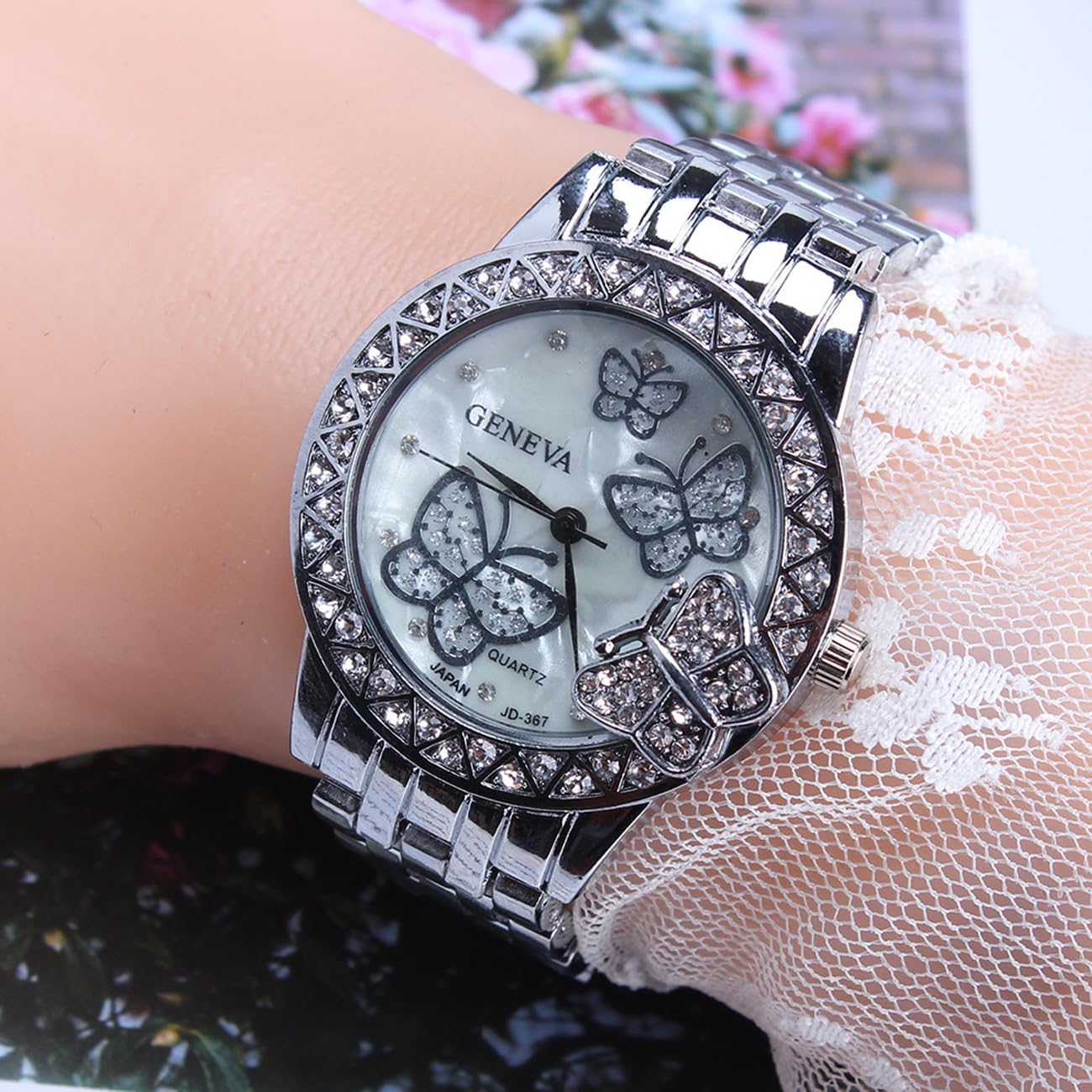 CdyBox 3Pack Ladies Steel Band Watch Butterfly Rhinestone Womoen Wrist Watch Quartz Dress Watches Wholesale - Image 5