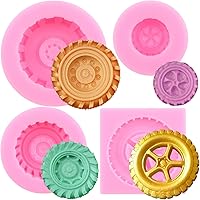 Vista 1 de Zixiang Molde redondo 3D para fondant, molde de silicona con forma de rueda de camión para decoración de pasteles, decoración de cupcakes, arcilla