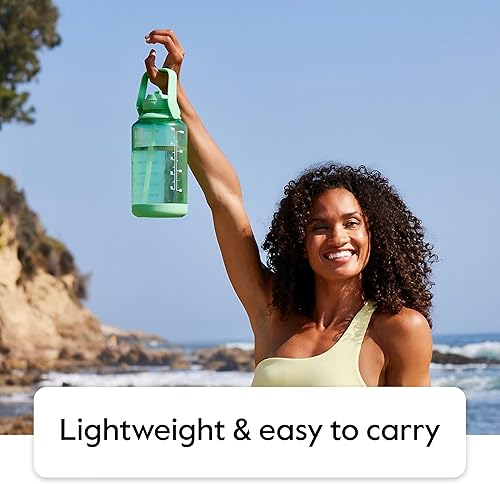 Miniatura 5 de Takeya Tritan - Botella de agua motivacional de 64 onzas con tapa con popote, duradera, sin BPA, con marcador de tiempo, a prueba de fugas y