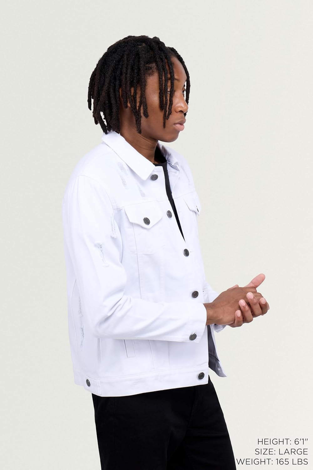 X RAY Mens Denim Jacket, Washed Ripped Distressed Flex Stretch Casual Trucker Biker Jeans Jacket for Men - Image 3