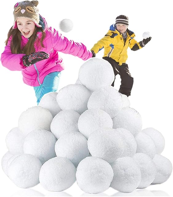 Miki&Co. 40Pcs Indoor Snowball Fight, Snowtime Game, Realistic Snow Balls Kids Christmas Indoor Party Decor, Safe, Soft, No Mess, No Slush, 3 Inches in Diameter