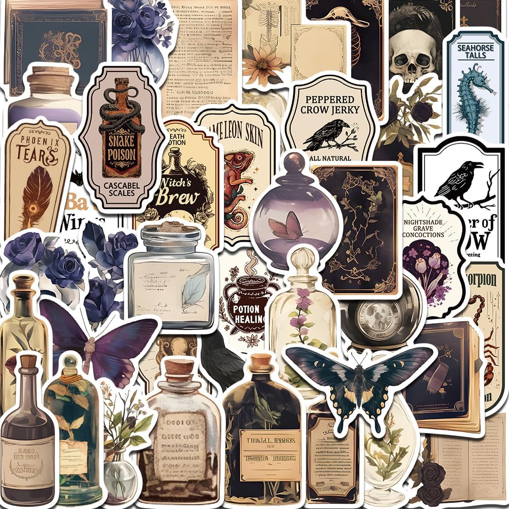 Amazon.com: 50 PCS Dark Academia Stickers Vintage Scrapbook Stickers ...