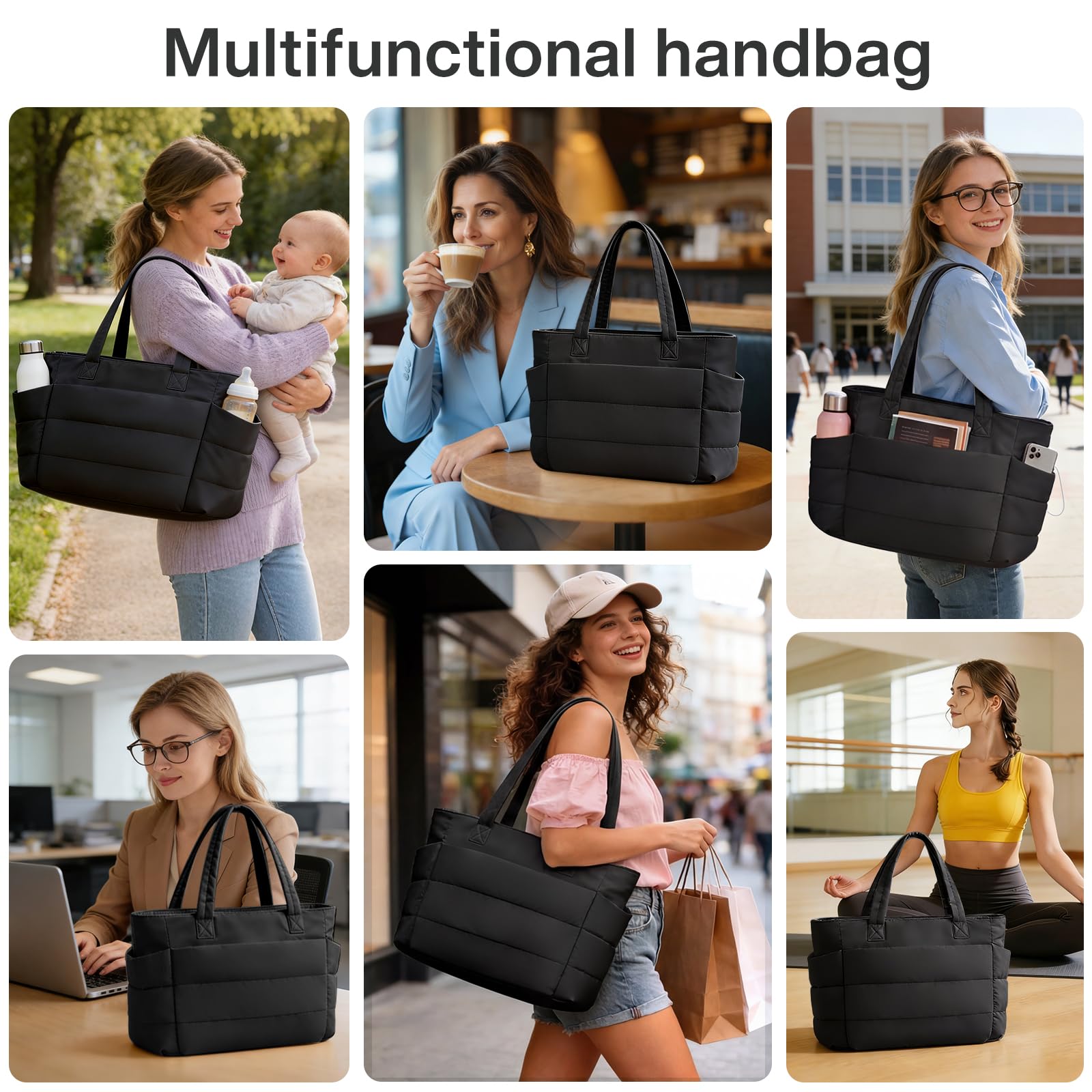 Sac à Main 8+9 20l Pour Femme, Avec Pochette Multifonctionnelle Pour Cartes De Voyage. LéGer (0,39 Kg), Il Comprend Un Compartiment Pour Ordinateur Portable 15,6 Pouces