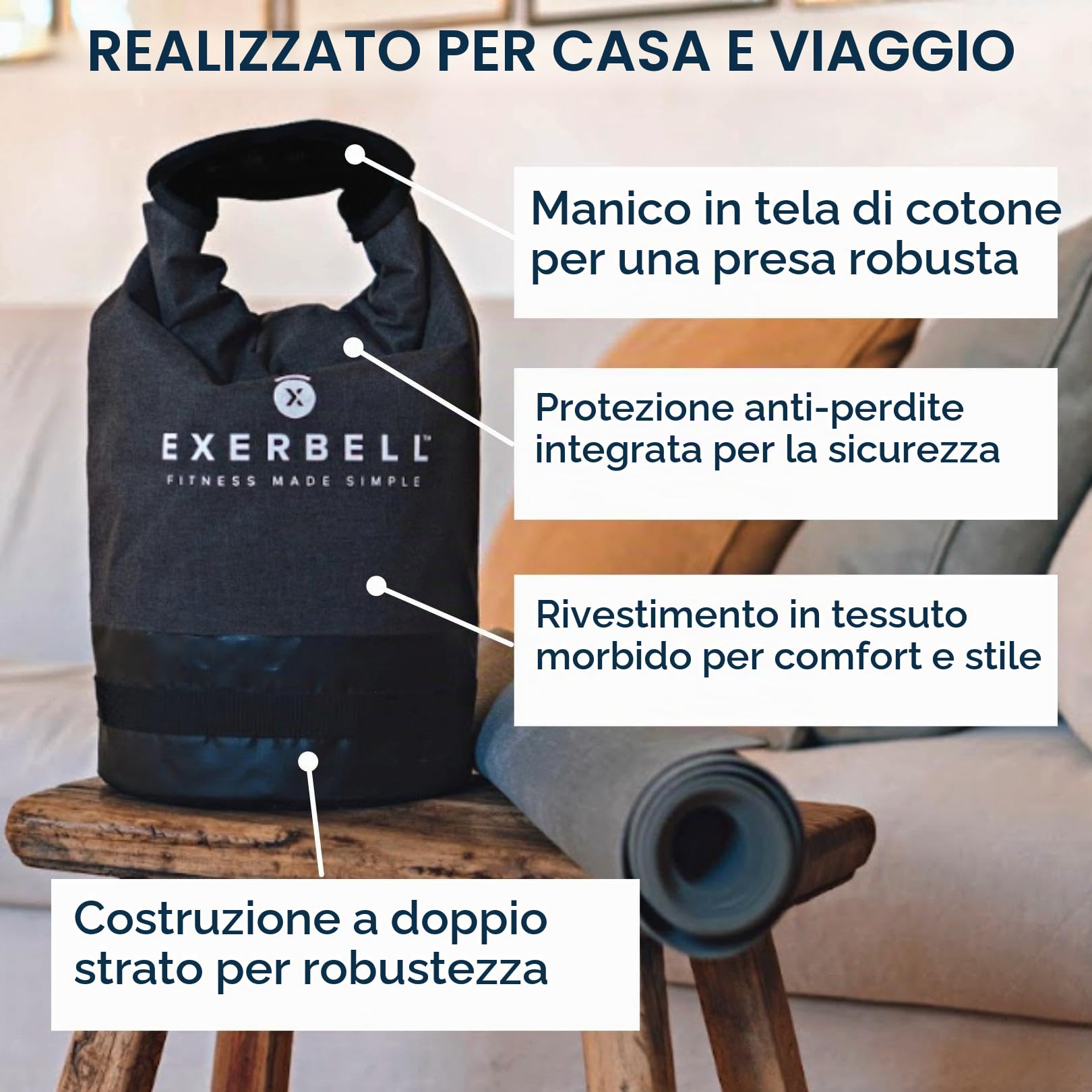 Kettlebell pieghevole e regolabile da 2 a 14 kg (grigio) - Kettlebell per acqua e sabbia - Versatile sacco di sabbia per allenamento e pesi - Attrezzatura per l'allenamento della forza