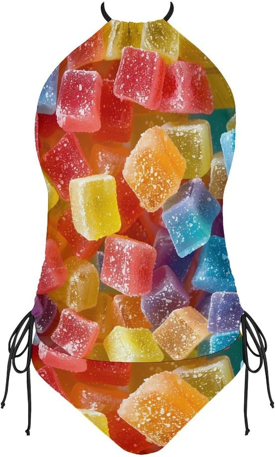 Colorful Gummy Candy Funny Women's String Swimwear Set 2 Pcs Tankini Swimsuits Bathing Suit