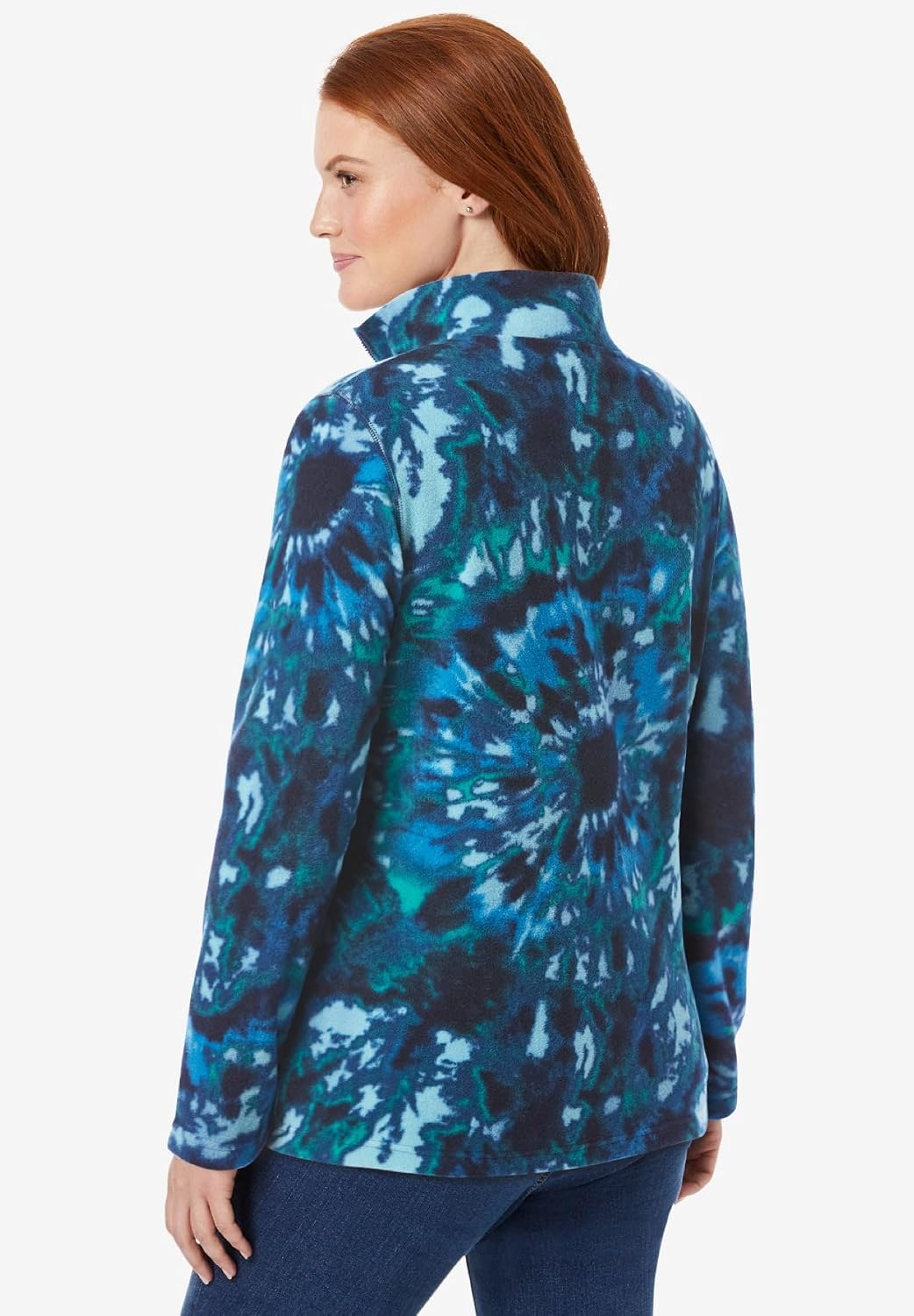 Woman Within Plus Size Microfleece Quarter-Zip Pullover