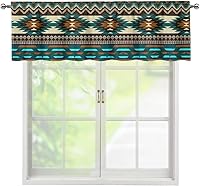 Vista 29 de ZFRXIGN Cortina de cenefa de cocina de caballo occidental para ventanas pequeñas, bolsillo azteca tribal cortinas opacas cortas para sala de estar