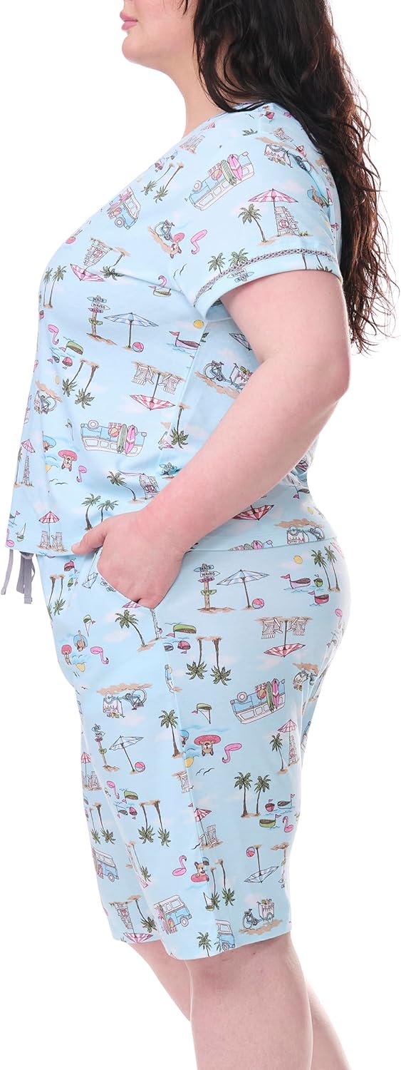 Karen Neuburger womens Plus Size Short Sleeve Bermuda Set - Image 3