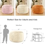 Bean Bag Chairs for Adults - Memory Foam Furniture BeanBag Chair - Teens Sofa with Soft Micro Fiber Cover - Round Fluffy Couch for Living Room Bedroom College Dorm,Medium,White