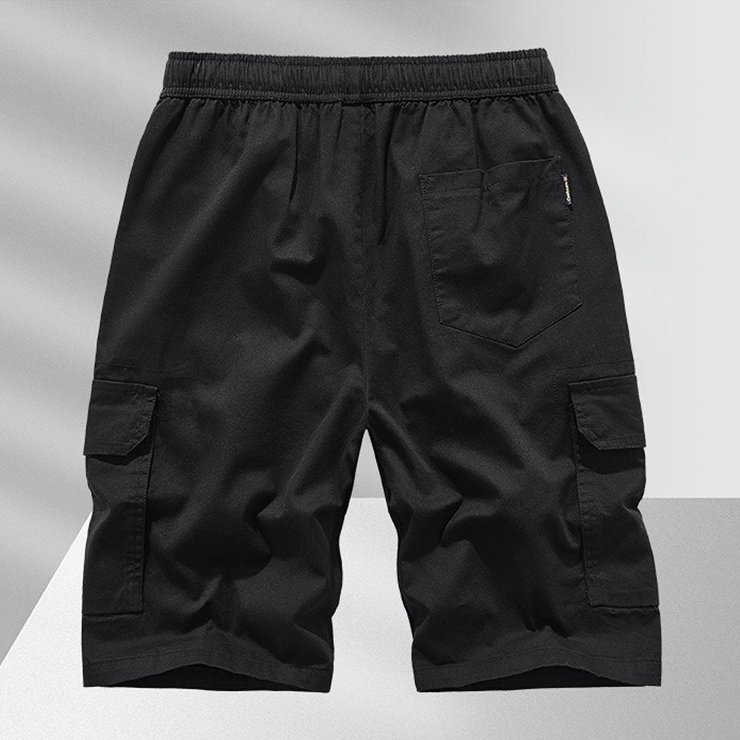 Maiyifu-GJ Men's Summer Casual Cotton Cargo Shorts Lightweight Hiking Shorts Elastic Waist Drawstring Athletic Short Pants