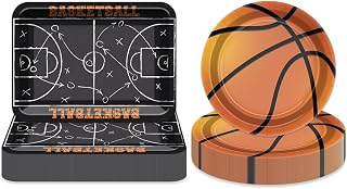 Basketball Decoration Party Supplies - 80 Pcs 9" Plates Basketball Party Supplies Kit for Basketball Birthday Party Kid's Basketball Fans Birthday