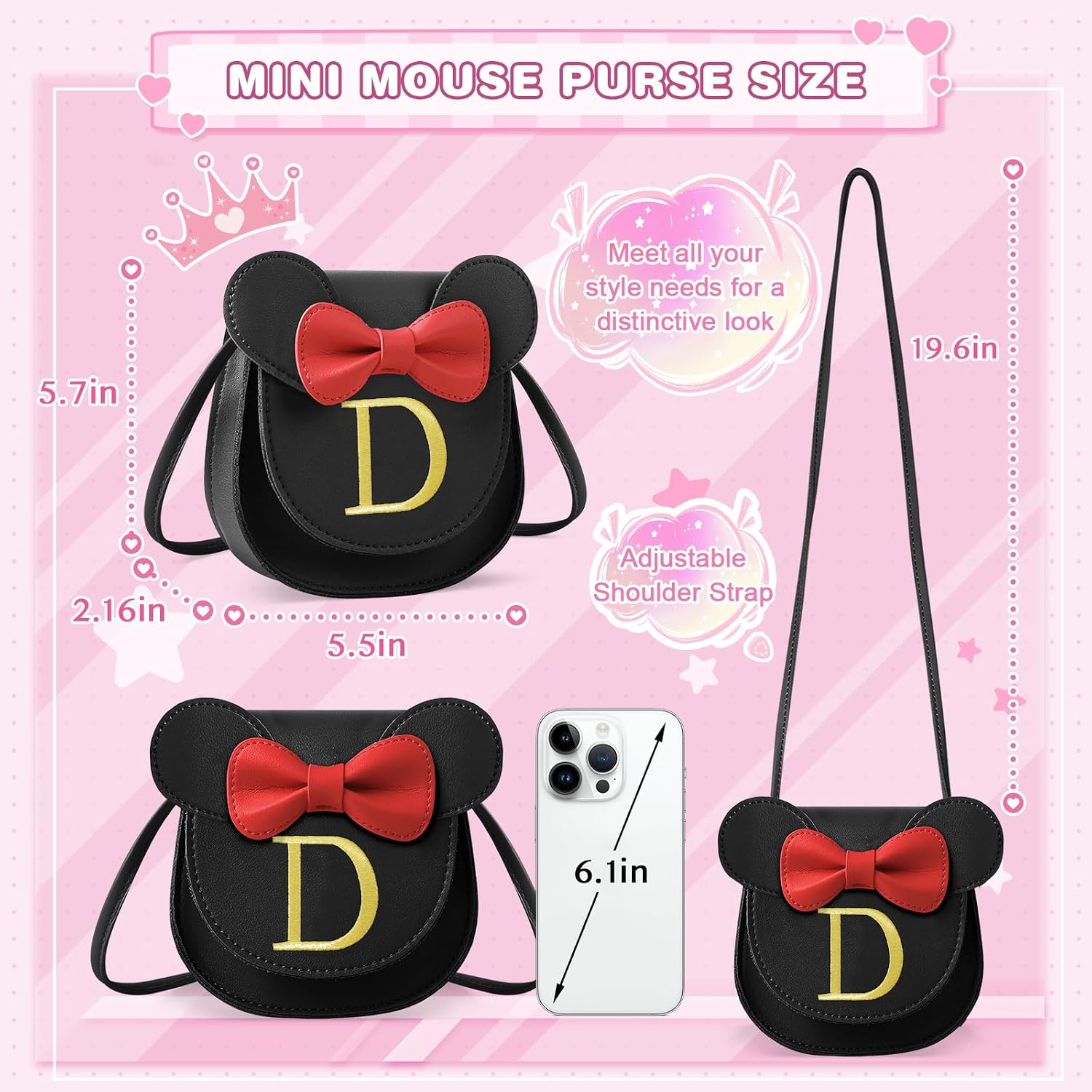 izuzta Toddler Purse Kids Wallets for Girls 1 2 3 4 5 6 7 8 9 Year Old Birthday Gift Cute Mini Mouse Purse Crossbody Purse