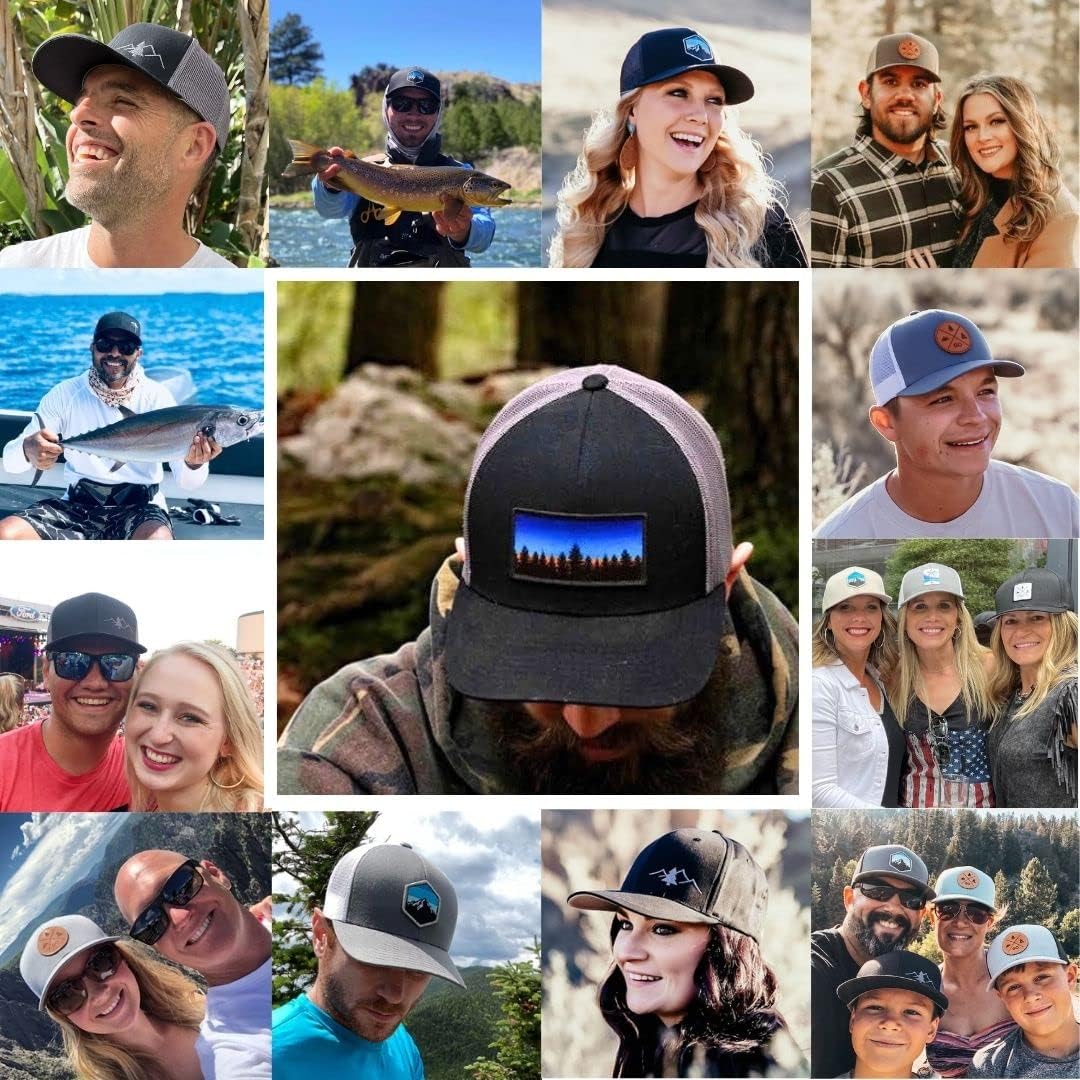 LINDO Trucker Hat [ Treeline Sunset Design ] for Men and Women: Mid Profile Cap with Breathable Mesh Back and Adjustable Snap - Image 2
